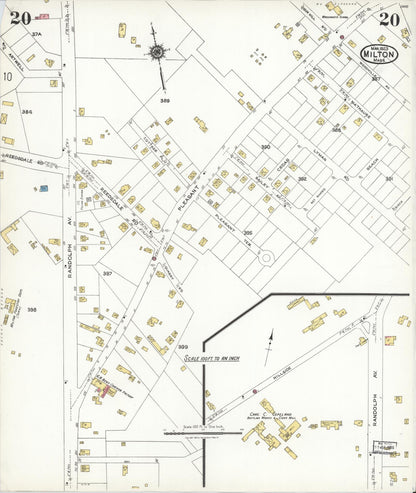 Sanborn Fire Insurance Map from Milton, Norfolk County, Massachusetts (1923), Sheet #0020 - Complete Map Set gallery image, historic Sanborn map, vintage wall art, Massachusetts Massachusetts