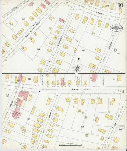 Sanborn Fire Insurance Map from New Britain, Hartford County, Connecticut (1901), Sheet #0010 - Complete Map Set gallery image, historic Sanborn map, vintage wall art, Connecticut Connecticut