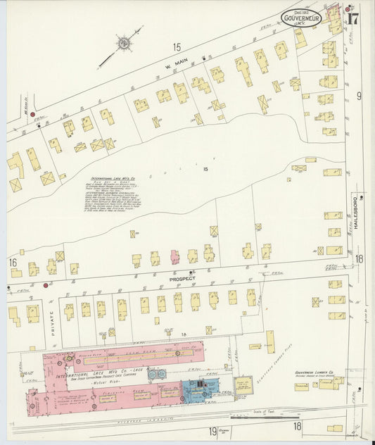 Sanborn Fire Insurance Map from Gouverneur, Saint Lawrence County, New York (1912), Sheet #0017 - Historic Sanborn Fire Insurance Map Print, vintage old map wall art, antique decor, genealogy gift, New York New York map