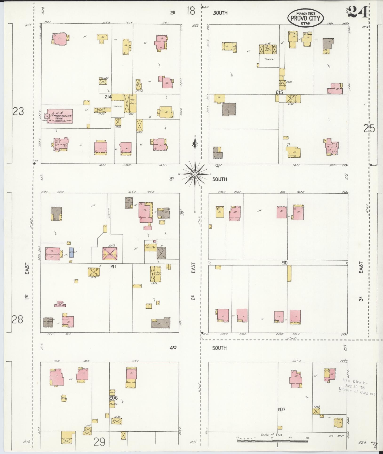 Sanborn Fire Insurance Map from Provo, Utah County, Utah (1908), Sheet #0024 - Complete Map Set gallery image, historic Sanborn map, vintage wall art, Provo Utah