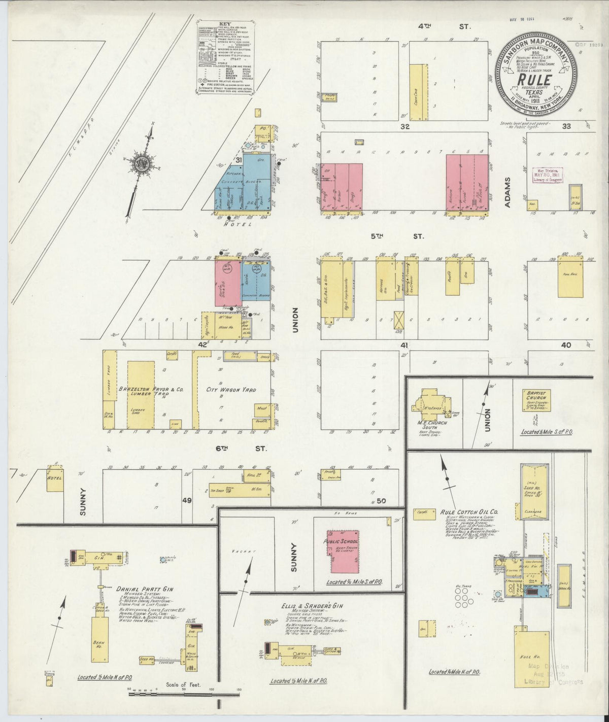 Sanborn Fire Insurance Map from Rule, Haskell County, Texas (1911), Sheet #0001 - Historic Sanborn Fire Insurance Map Print, vintage old map wall art, antique decor, genealogy gift, Texas Texas map