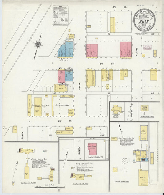 Sanborn Fire Insurance Map from Rule, Haskell County, Texas (1911), Sheet #0001 - Historic Sanborn Fire Insurance Map Print, vintage old map wall art, antique decor, genealogy gift, Texas Texas map