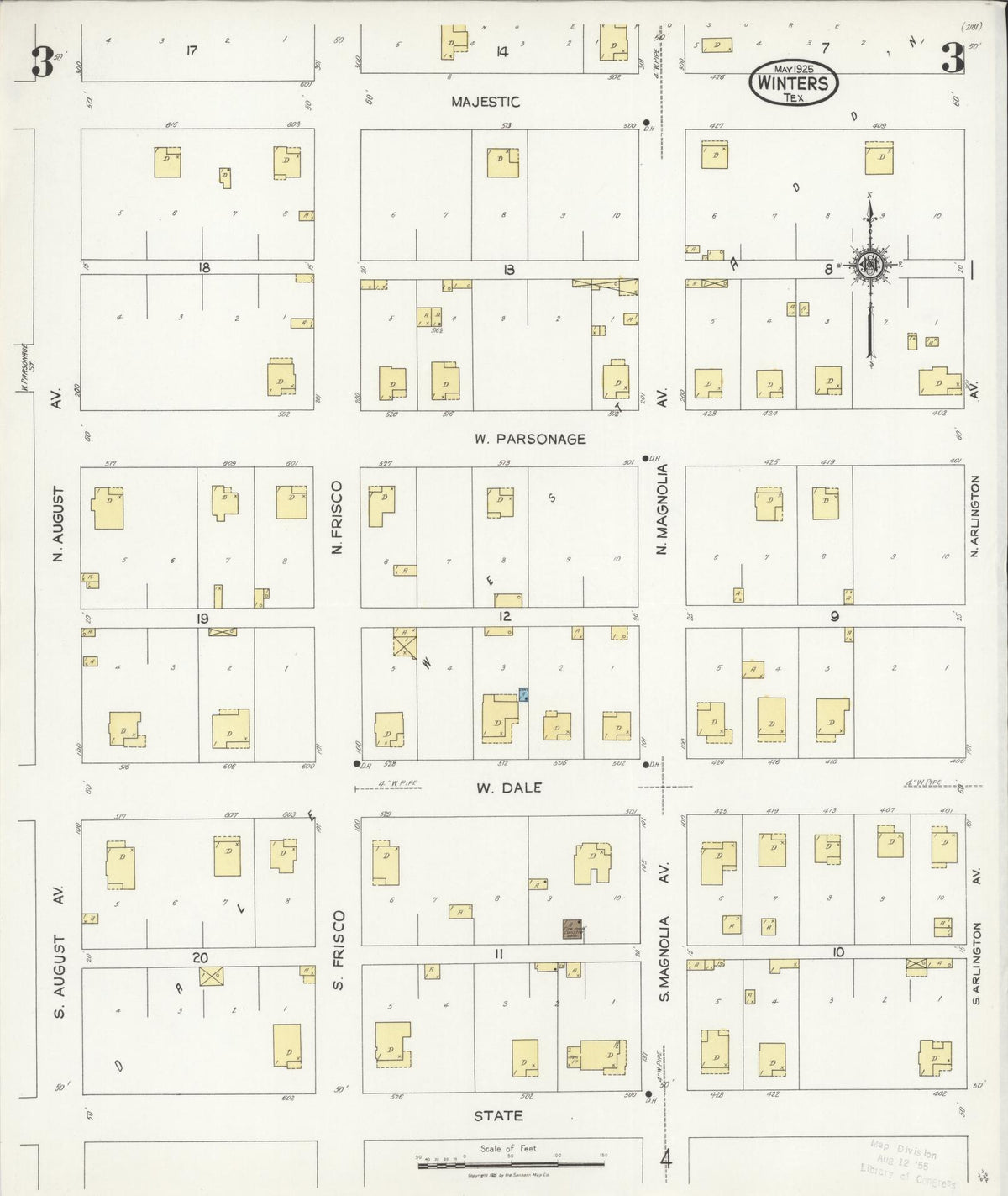 Sanborn Fire Insurance Map from Winters, Runnels County, Texas (1925), Sheet #0003 - Historic Sanborn Fire Insurance Map Print, vintage old map wall art, antique decor, genealogy gift, Texas Texas map