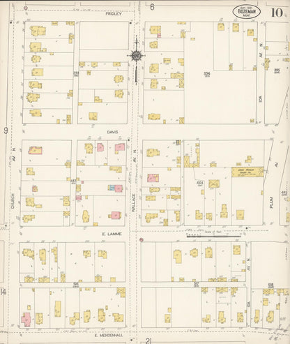 Sanborn Fire Insurance Map from Bozeman, Gallatin County, Montana (1912), Sheet #0010 - Complete Map Set gallery image, historic Sanborn map, vintage wall art, Montana Montana