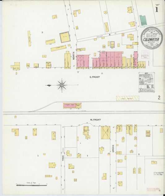 Sanborn Fire Insurance Map from Coldwater, Tate County, Mississippi (1905), Sheet #0001 - Historic Sanborn Fire Insurance Map Print, vintage old map wall art, antique decor, genealogy gift, Mississippi Mississippi map