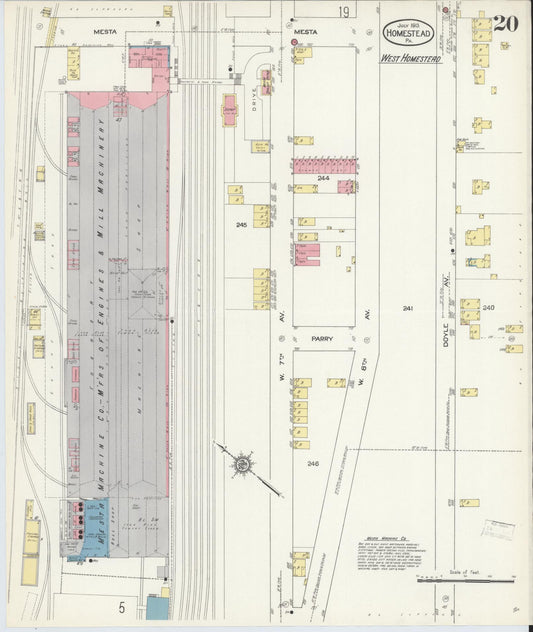 Sanborn Fire Insurance Map from Homestead, Allegheny County, Pennsylvania (1913), Sheet #0020 - Historic Sanborn Fire Insurance Map Print, vintage old map wall art, antique decor, genealogy gift, Pennsylvania Pennsylvania map