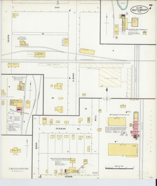 Sanborn Fire Insurance Map from Whitewright, Grayson County, Texas (1905), Sheet #0007 - Historic Sanborn Fire Insurance Map Print, vintage old map wall art, antique decor, genealogy gift, Texas Texas map