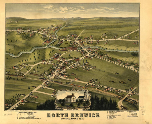 North Berwick, York Co., Maine 1877. (1877) – Historic Bird’s-Eye View Panorama Print