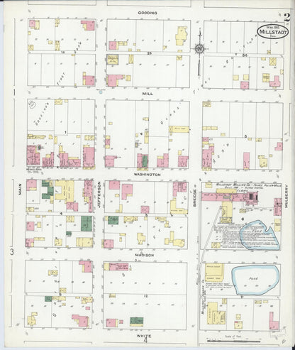 Sanborn Fire Insurance Map from Millstadt, Saint Clair County, Illinois (1910), Sheet #0002 - Historic Sanborn Fire Insurance Map Print, vintage old map wall art, antique decor, genealogy gift, Illinois Illinois map