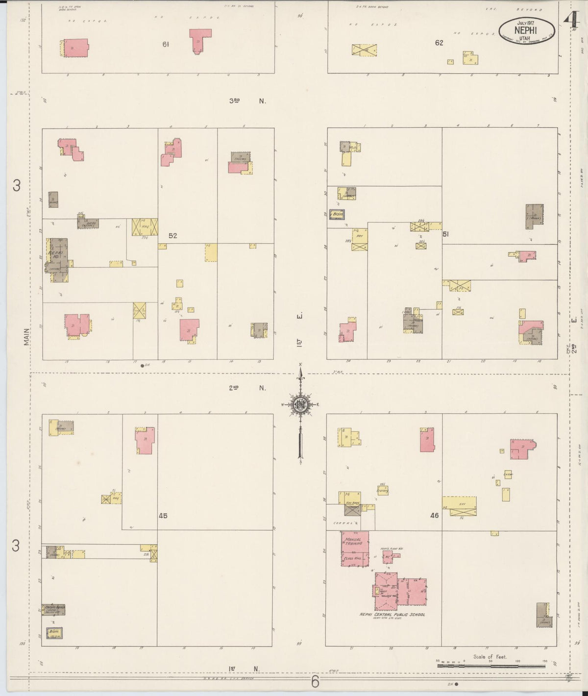 Sanborn Fire Insurance Map from Nephi, Juab County, Utah (1917), Sheet #0004 - Complete Map Set gallery image, historic Sanborn map, vintage wall art, Utah Utah