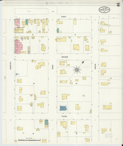 Sanborn Fire Insurance Map from Cave City, Barren County, Kentucky (1909), Sheet #0002 - Complete Map Set gallery image, historic Sanborn map, vintage wall art, Kentucky Kentucky