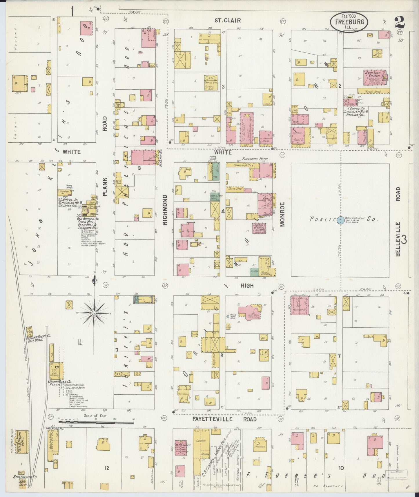 Sanborn Fire Insurance Map from Freeburg, Saint Clair County, Illinois (1900), Sheet #0002 - Historic Sanborn Fire Insurance Map Print, vintage old map wall art, antique decor, genealogy gift, Illinois Illinois map