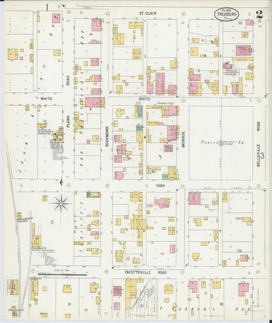 Sanborn Fire Insurance Map from Freeburg, Saint Clair County, Illinois (1900), Sheet #0002 - Historic Sanborn Fire Insurance Map Print, vintage old map wall art, antique decor, genealogy gift, Illinois Illinois map