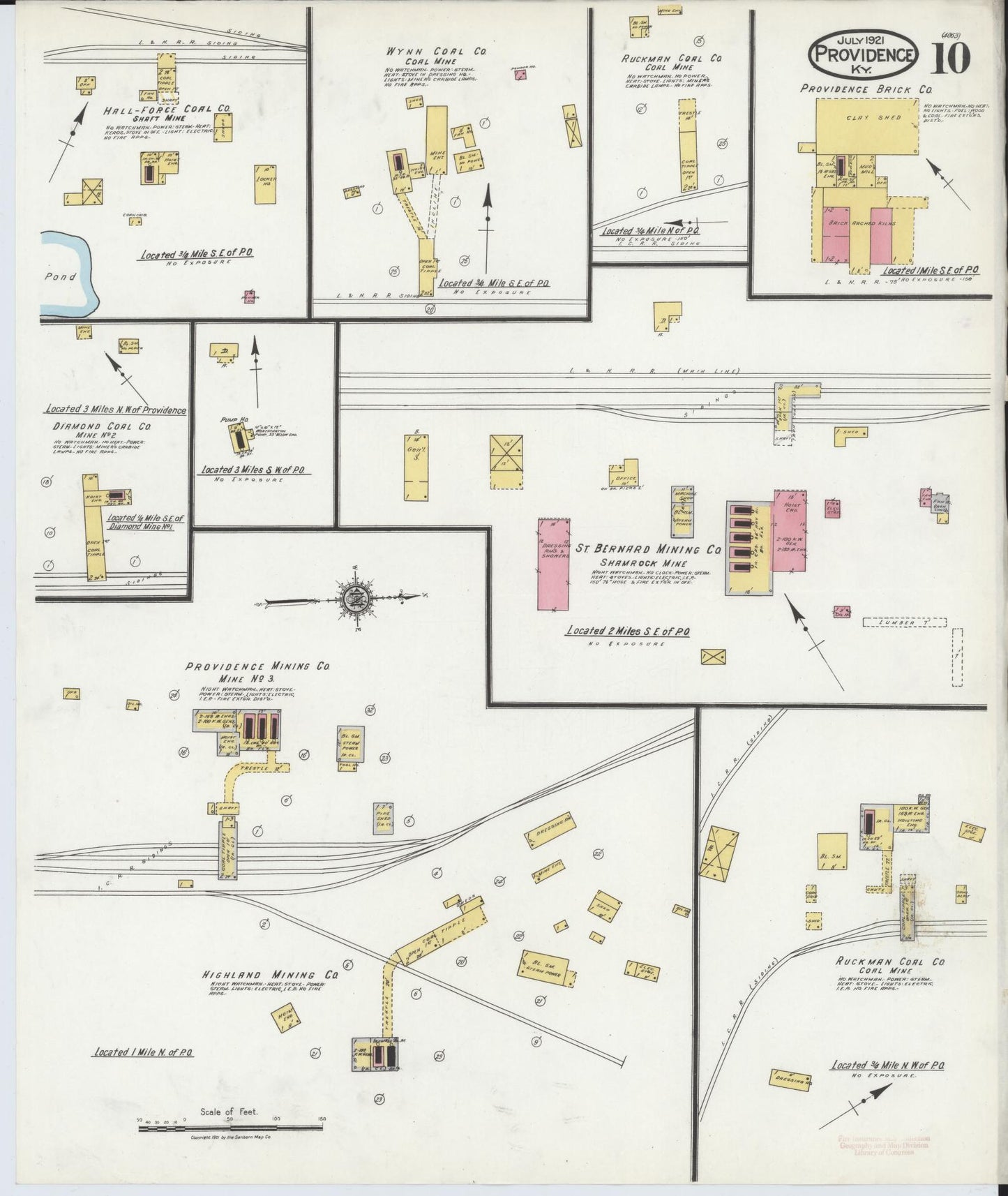 Sanborn Fire Insurance Map from Providence, Webster County, Kentucky (1921), Sheet #0010 - Complete Map Set gallery image, historic Sanborn map, vintage wall art, Kentucky Kentucky