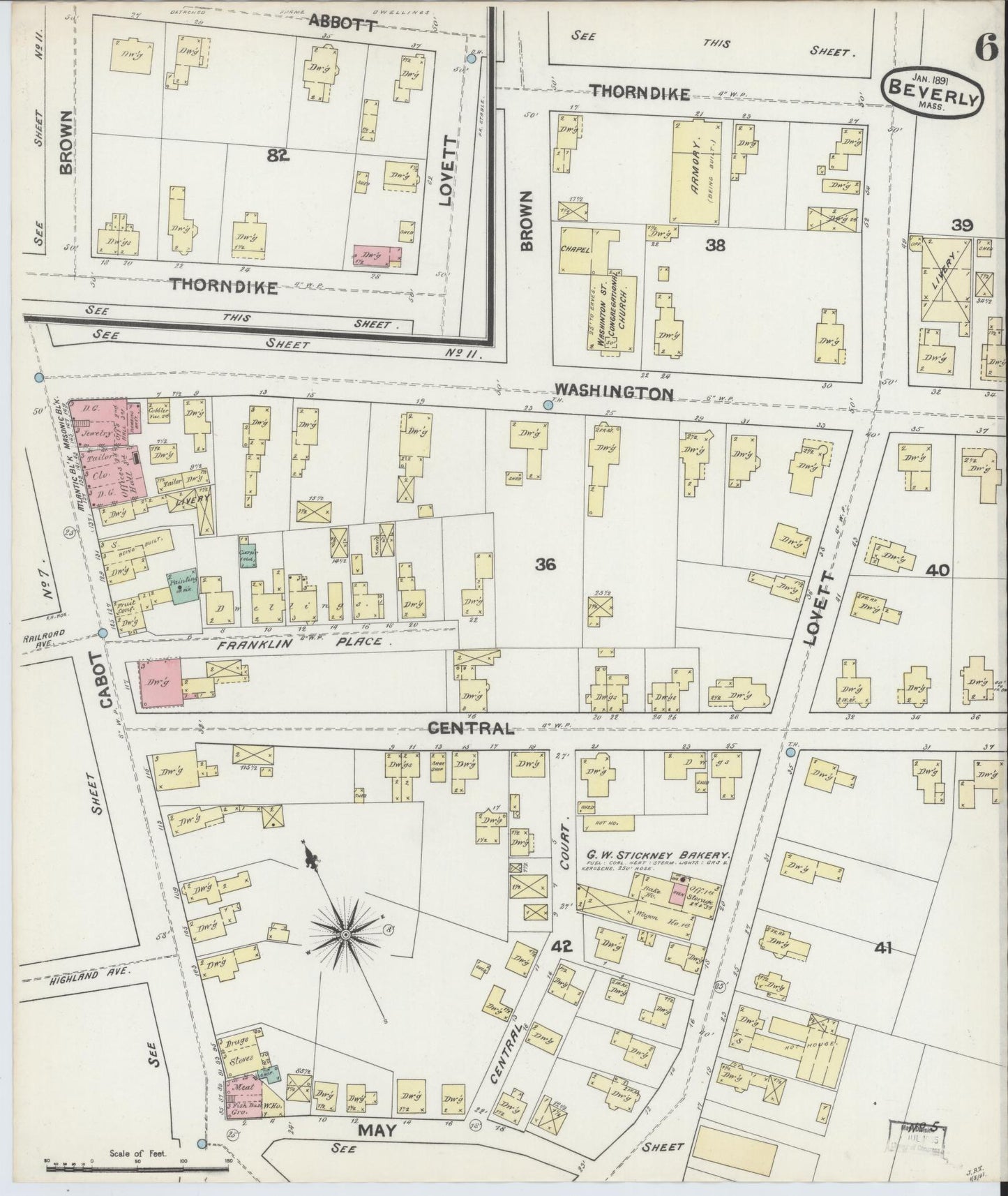 Sanborn Fire Insurance Map from Beverly, Essex County, Massachusetts (1891), Sheet #0006 - Complete Map Set gallery image, historic Sanborn map, vintage wall art, Massachusetts Massachusetts
