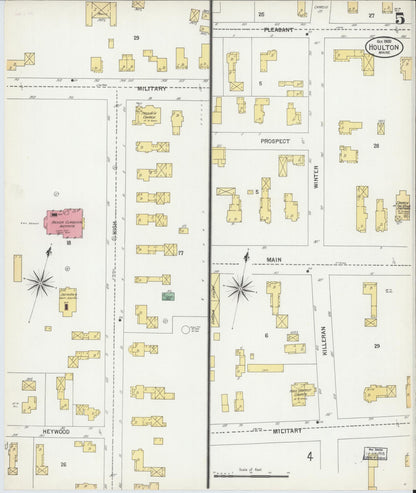 Sanborn Fire Insurance Map from Houlton, Aroostook County, Maine (1900), Sheet #0005 - Complete Map Set gallery image, historic Sanborn map, vintage wall art, Maine Maine