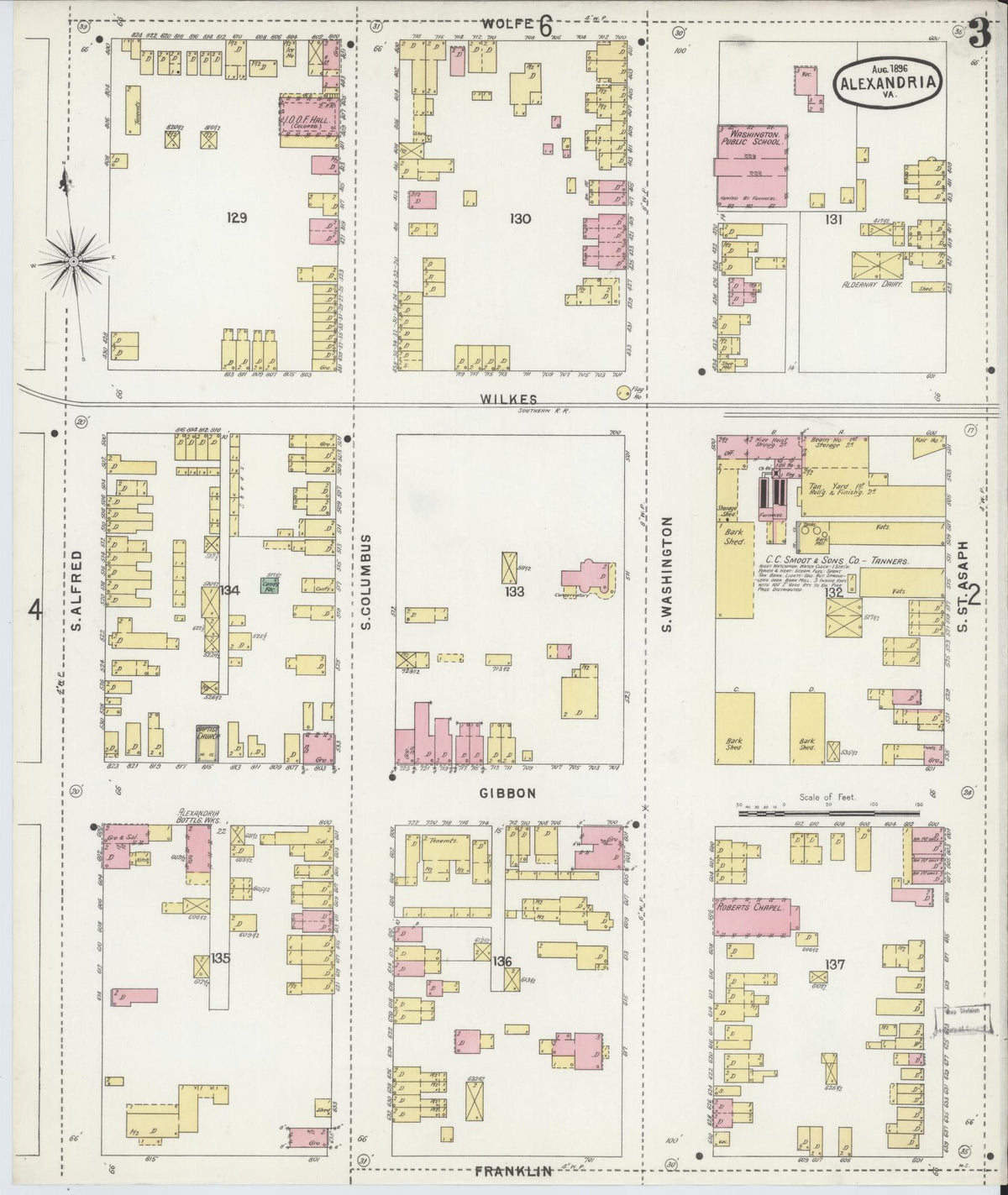 Sanborn Fire Insurance Map from Alexandria, Independent Cities, Virginia (1891), Sheet #0003 - Complete Map Set gallery image, historic Sanborn map, vintage wall art, Virginia Virginia