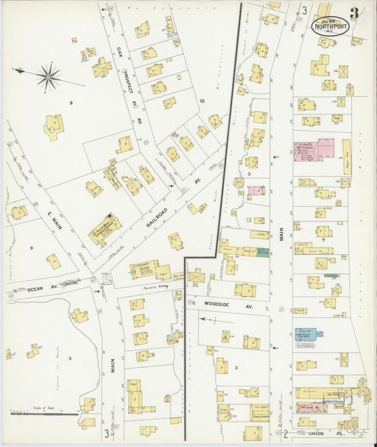Sanborn Fire Insurance Map from Northport, Suffolk County, New York (1909), Sheet #0003 - Historic Sanborn Fire Insurance Map Print, vintage old map wall art, antique decor, genealogy gift, New York New York map