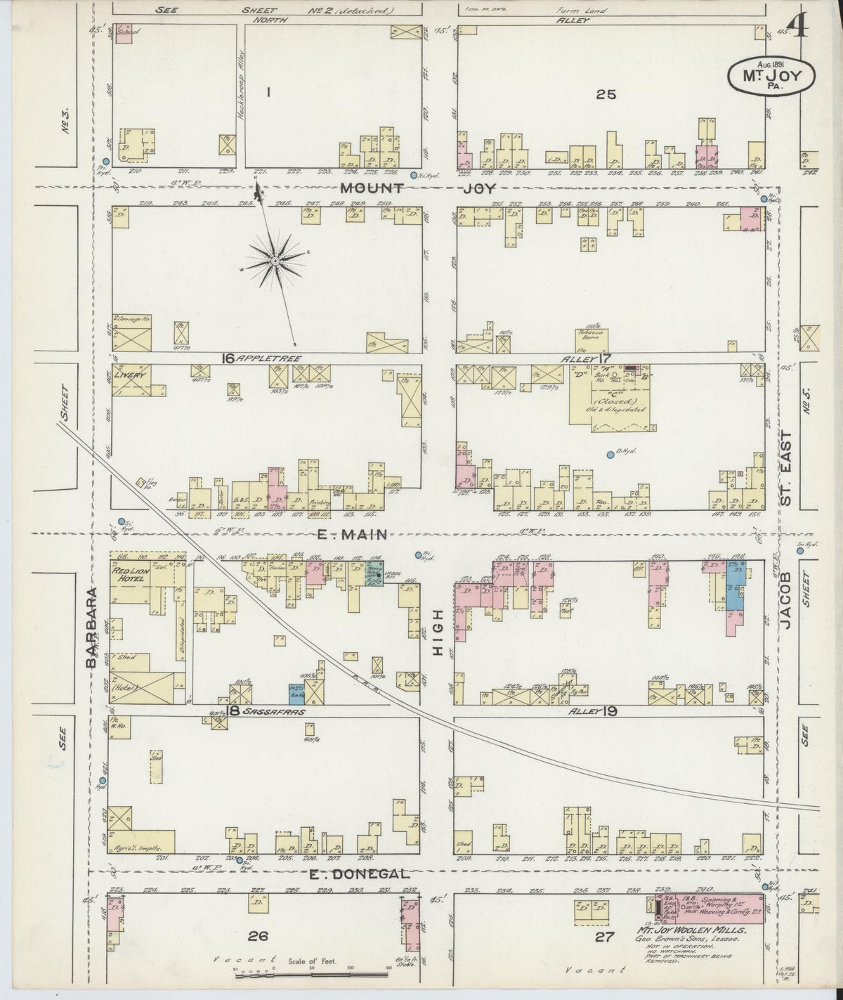 Sanborn Fire Insurance Map from Mount Joy, Lancaster County, Pennsylvania (1891), Sheet #0004 - Complete Map Set gallery image, historic Sanborn map, vintage wall art, Pennsylvania Pennsylvania
