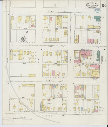 Sanborn Fire Insurance Map from Cheyenne, Laramie County, Wyoming (1894), Sheet #0018 - Complete Map Set gallery image, historic Sanborn map, vintage wall art, Wyoming Wyoming