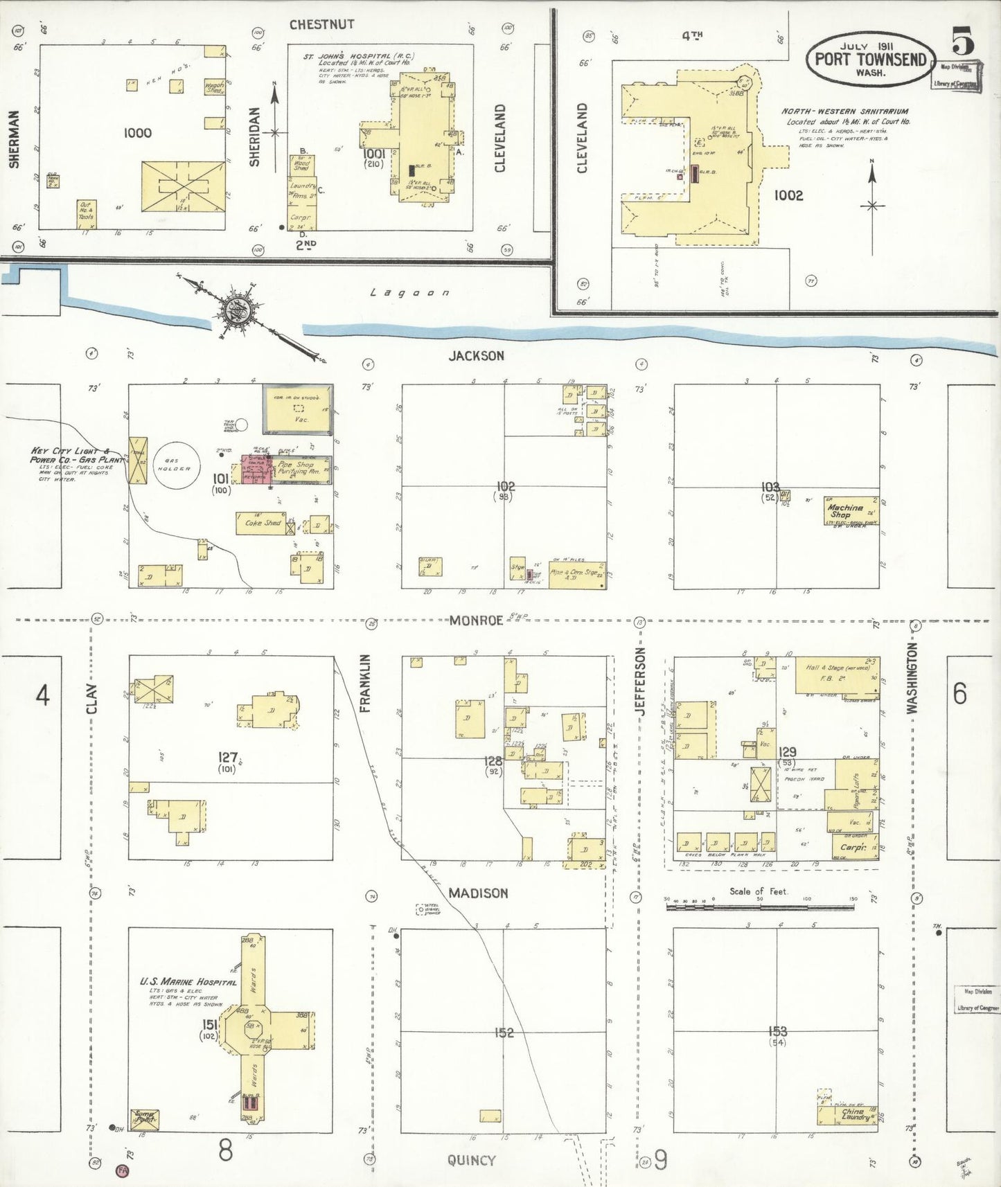 Sanborn Fire Insurance Map from Port Townsend, Jefferson County, Washington (1911), Sheet #0005 - Complete Map Set gallery image, historic Sanborn map, vintage wall art, Washington Washington
