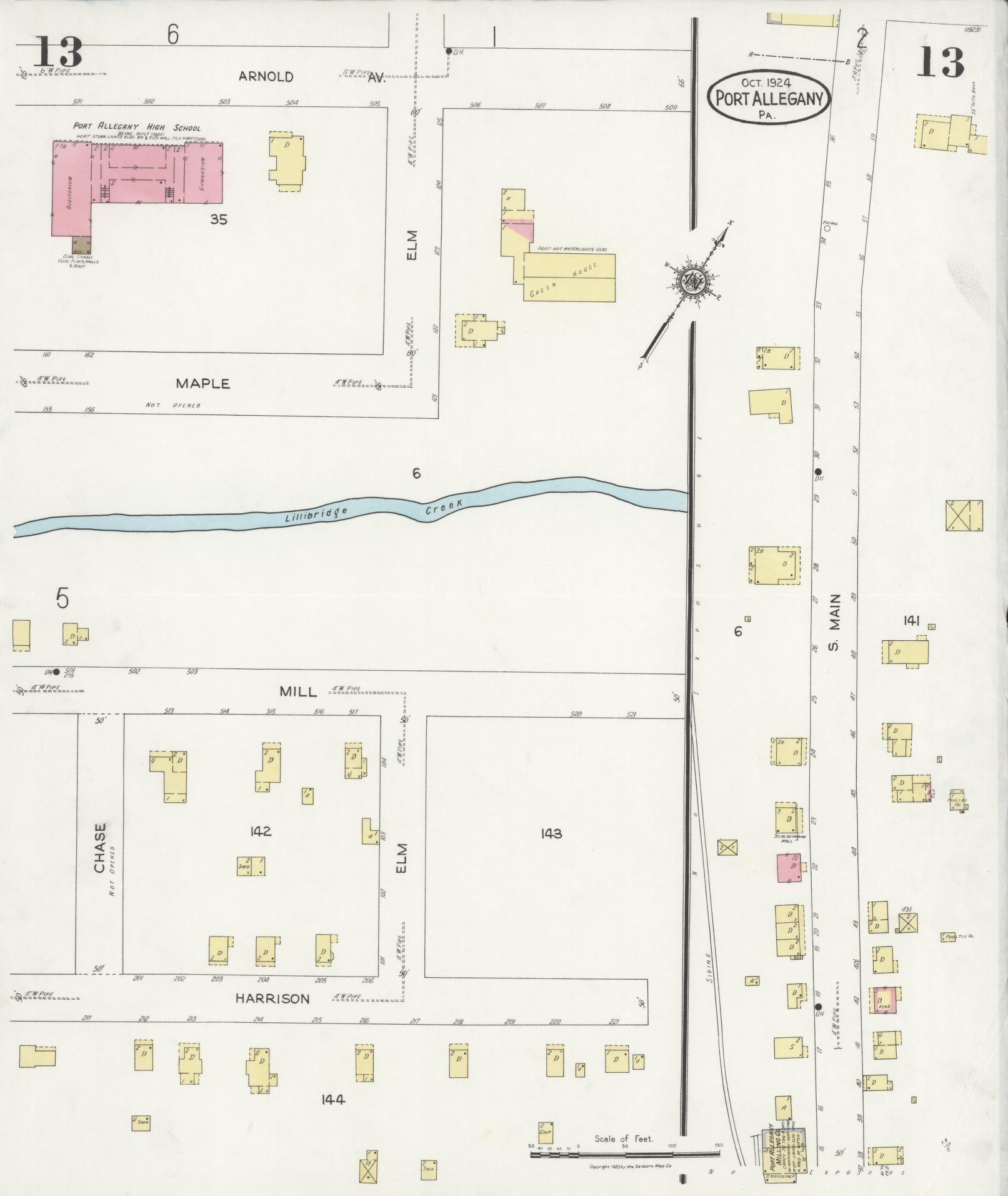 Sanborn Fire Insurance Map from Port Allegany, McKean County, Pennsylvania (1924), Sheet #0013 - Complete Map Set gallery image, historic Sanborn map, vintage wall art, Pennsylvania Pennsylvania