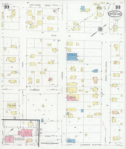 Sanborn Fire Insurance Map from Crystal Lake, McHenry County, Illinois (1929), Sheet #0010 - Complete Map Set gallery image, historic Sanborn map, vintage wall art, Illinois Illinois