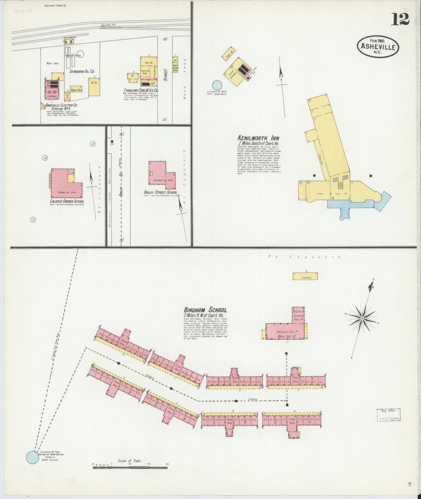 Sanborn Fire Insurance Map from Asheville, Buncombe County, North Carolina (1901), Sheet #0012 - Complete Map Set gallery image, historic Sanborn map, vintage wall art, North Carolina North Carolina