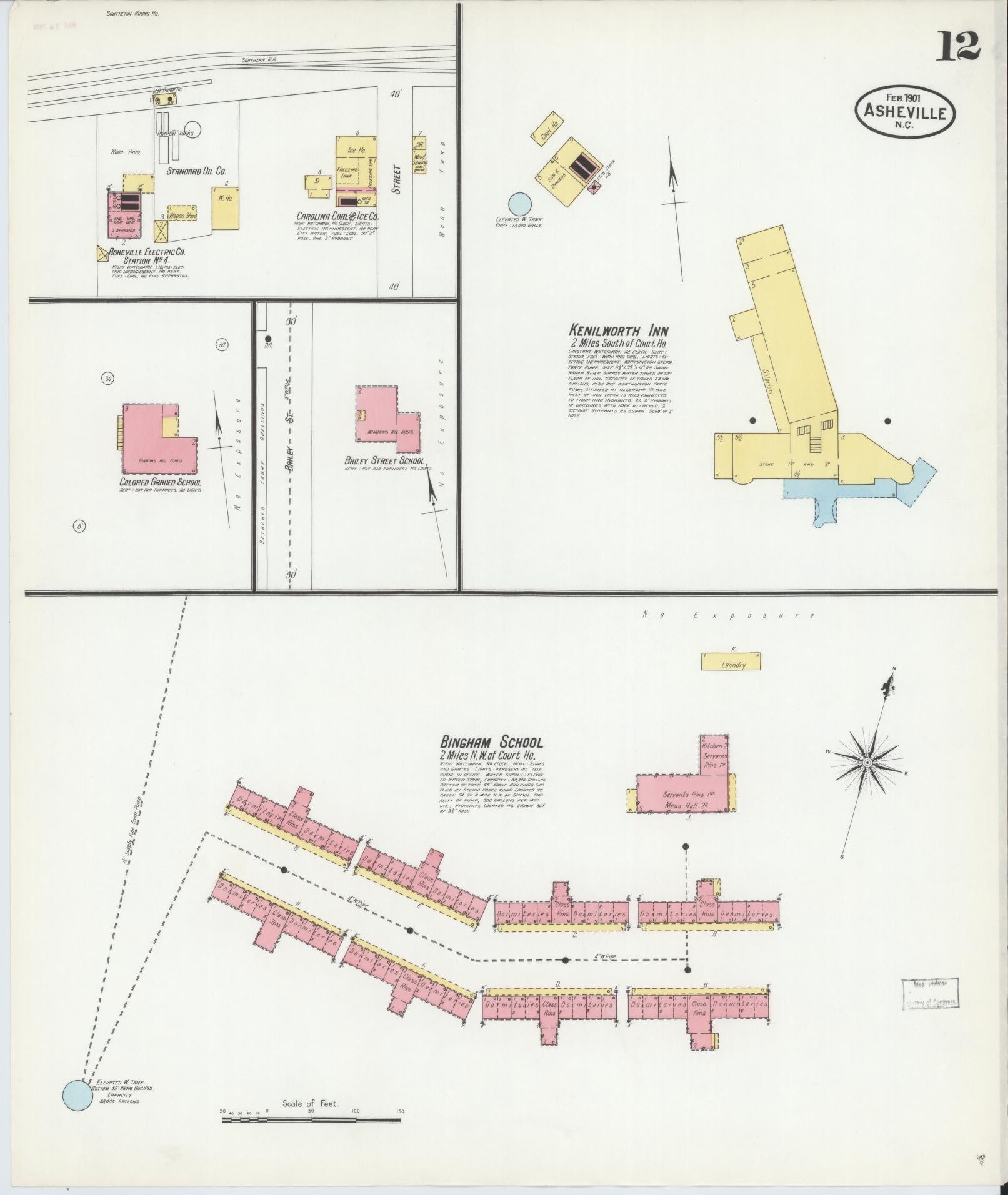 Sanborn Fire Insurance Map from Asheville, Buncombe County, North Carolina (1901), Sheet #0012 - Complete Map Set gallery image, historic Sanborn map, vintage wall art, North Carolina North Carolina