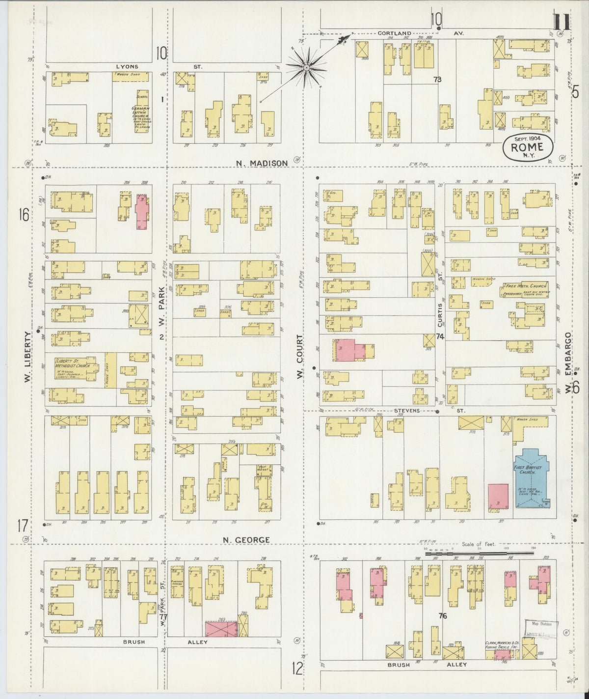 Sanborn Fire Insurance Map from Rome, Oneida County, New York (1904), Sheet #0011 - Complete Map Set gallery image, historic Sanborn map, vintage wall art, New York New York