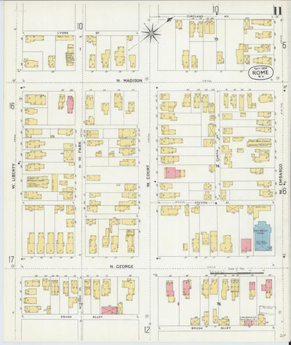 Sanborn Fire Insurance Map from Rome, Oneida County, New York (1904), Sheet #0011 - Complete Map Set gallery image, historic Sanborn map, vintage wall art, New York New York