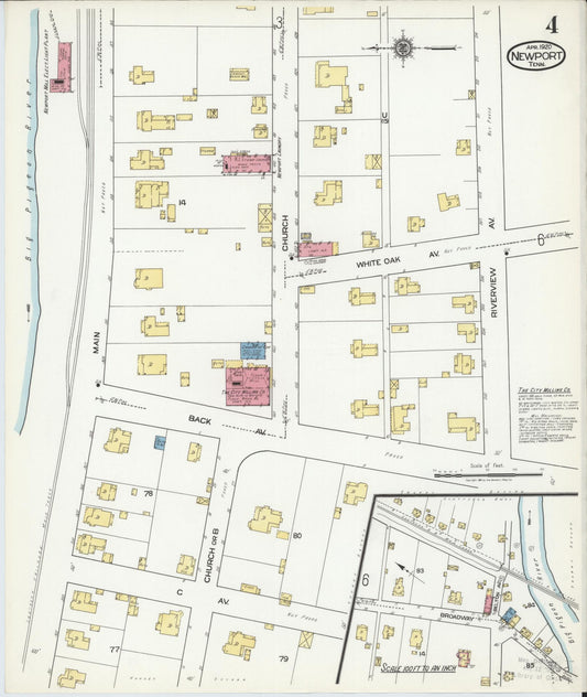 Sanborn Fire Insurance Map from Newport, Cocke County, Tennessee (1920), Sheet #0004 - Historic Sanborn Fire Insurance Map Print, vintage old map wall art, antique decor, genealogy gift, Tennessee Tennessee map