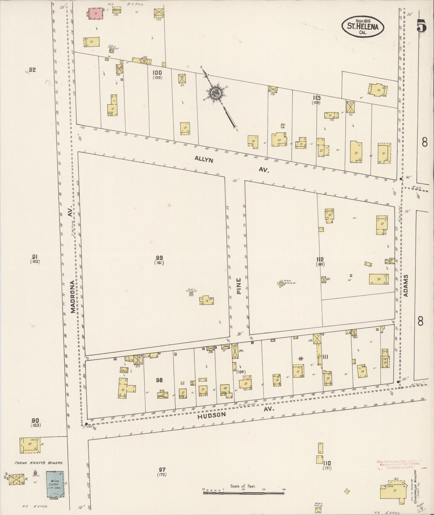 Sanborn Fire Insurance Map from Saint Helena, Napa County, California (1910), Sheet #0005 - Complete Map Set gallery image, historic Sanborn map, vintage wall art, California California