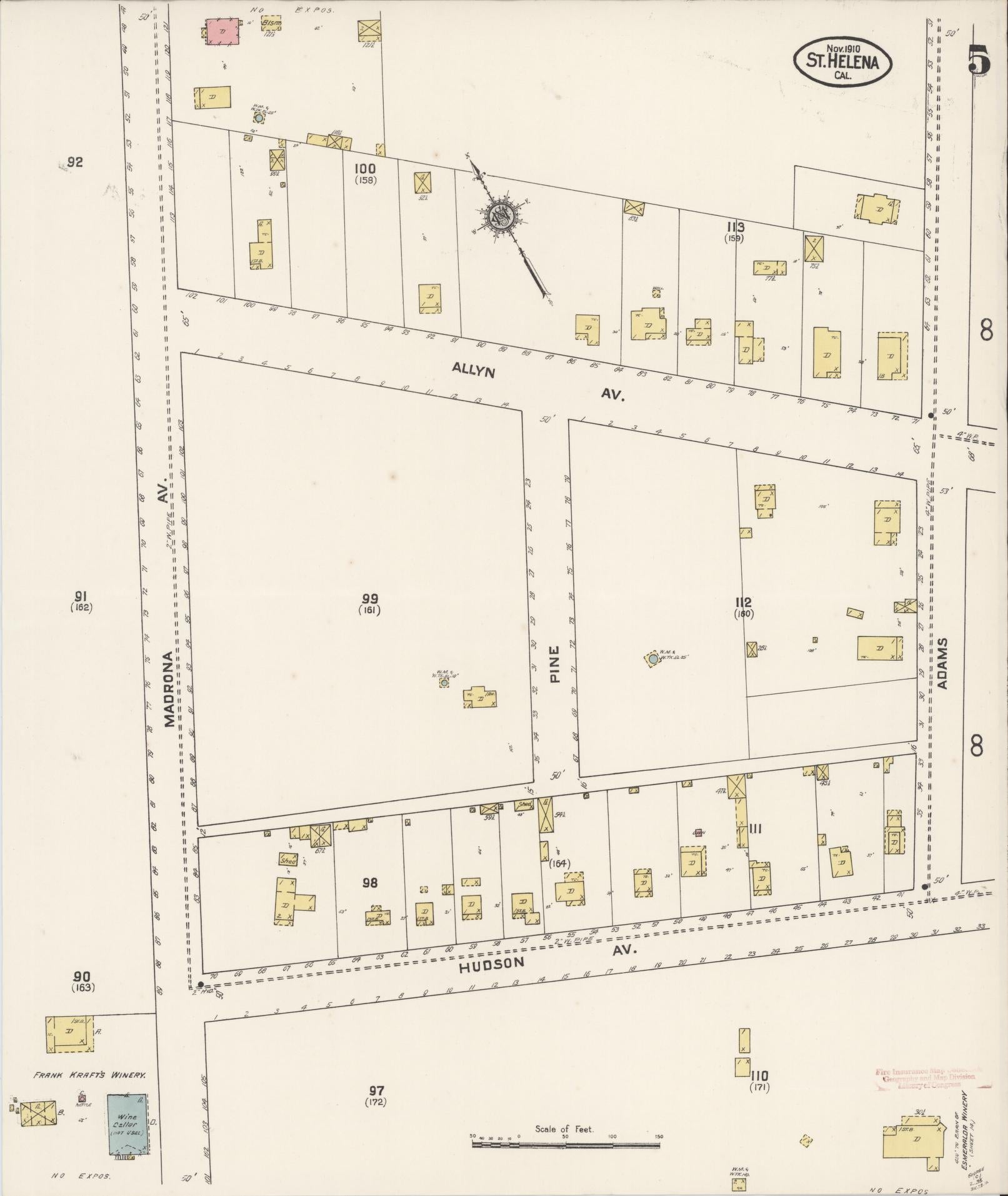 Sanborn Fire Insurance Map from Saint Helena, Napa County, California (1910), Sheet #0005 - Complete Map Set gallery image, historic Sanborn map, vintage wall art, California California