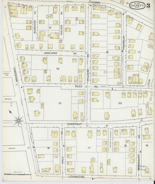 Sanborn Fire Insurance Map from Everett, Middlesex County, Massachusetts (1892), Sheet #0003 - Historic Sanborn Fire Insurance Map Print, vintage old map wall art, antique decor, genealogy gift, Massachusetts Massachusetts map
