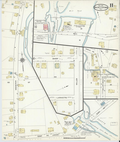 Sanborn Fire Insurance Map from Hackettstown, Warren County, New Jersey (1914), Sheet #0011 - Complete Map Set gallery image, historic Sanborn map, vintage wall art, New Jersey New Jersey