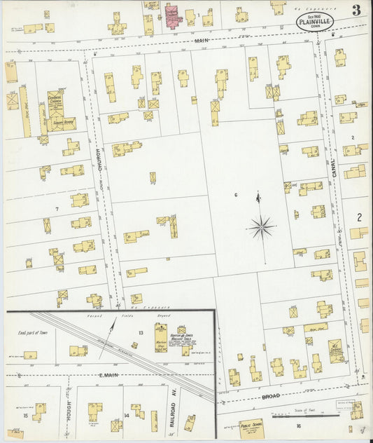 Sanborn Fire Insurance Map from Plainville, Hartford County, Connecticut (1900), Sheet #0003 - Historic Sanborn Fire Insurance Map Print, vintage old map wall art, antique decor, genealogy gift, Connecticut Connecticut map
