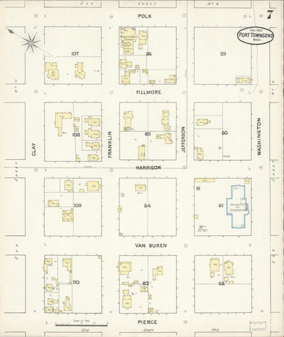 Sanborn Fire Insurance Map from Port Townsend, Jefferson County, Washington (1890), Sheet #0007 - Complete Map Set gallery image, historic Sanborn map, vintage wall art, Washington Washington