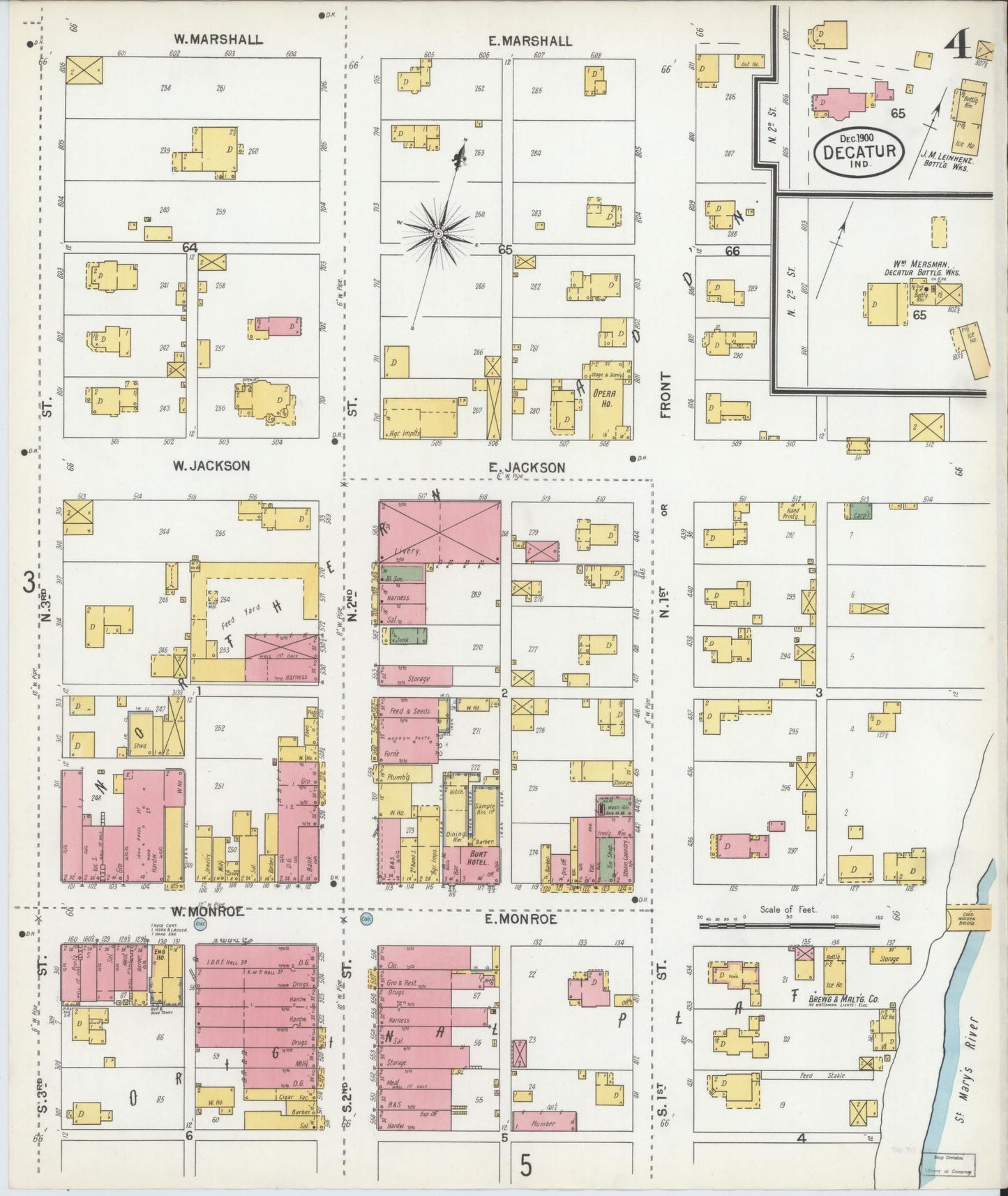 Sanborn Fire Insurance Map from Decatur, Adams County, Indiana (1900), Sheet #0004 - Complete Map Set gallery image, historic Sanborn map, vintage wall art, Indiana Indiana