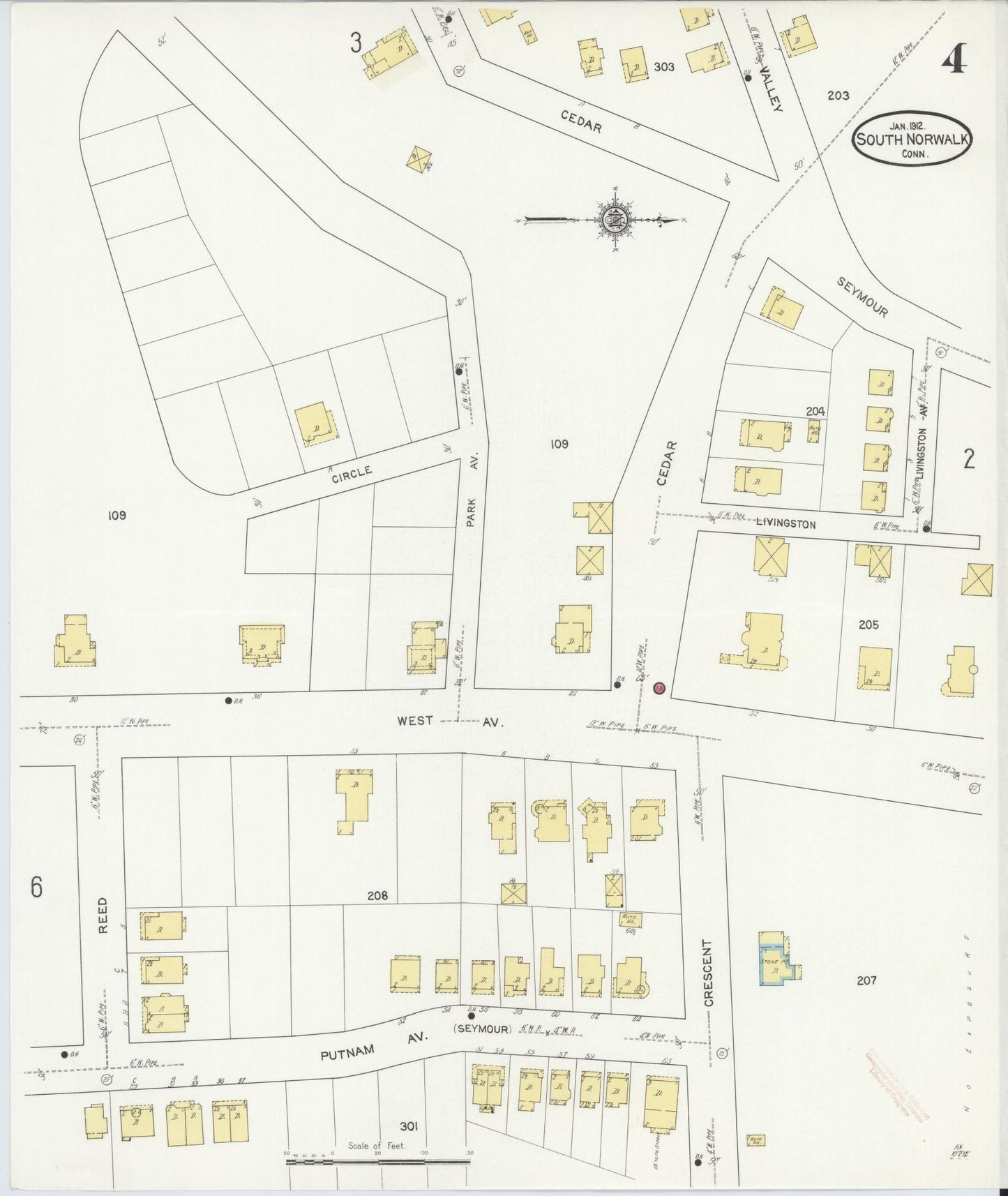 Sanborn Fire Insurance Map from South Norwalk, Fairfield County, Connecticut (1912), Sheet #0004 - Complete Map Set gallery image, historic Sanborn map, vintage wall art, Connecticut Connecticut