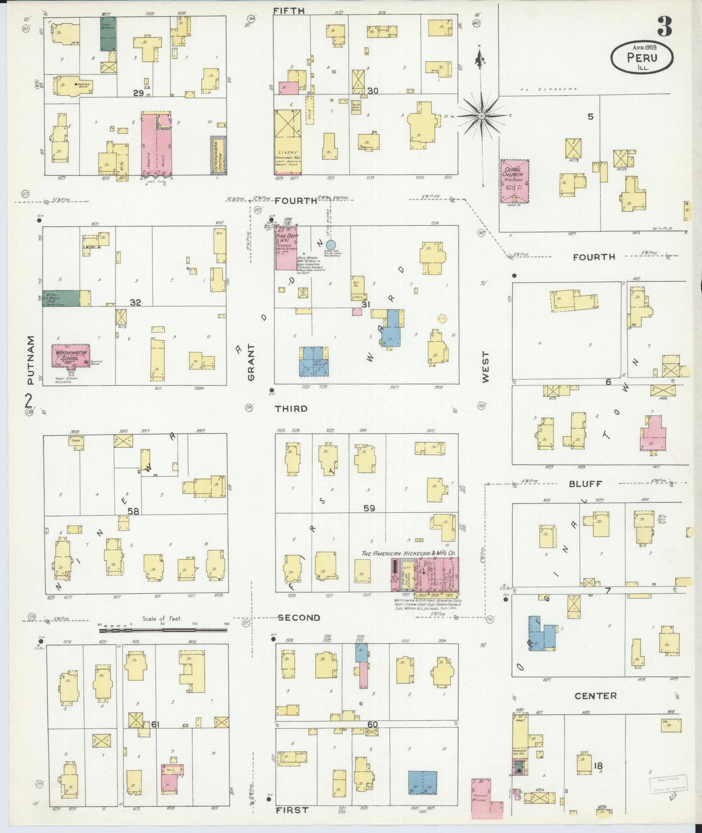 Sanborn Fire Insurance Map from Peru, La Salle County, Illinois (1909), Sheet #0003 - Complete Map Set gallery image, historic Sanborn map, vintage wall art, Illinois Illinois