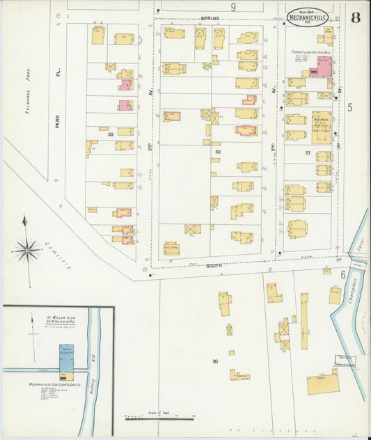 Sanborn Fire Insurance Map from Mechanicville, Saratoga County, New York (1904), Sheet #0007 - Historic Sanborn Fire Insurance Map Print, vintage old map wall art, antique decor, genealogy gift, New York New York map