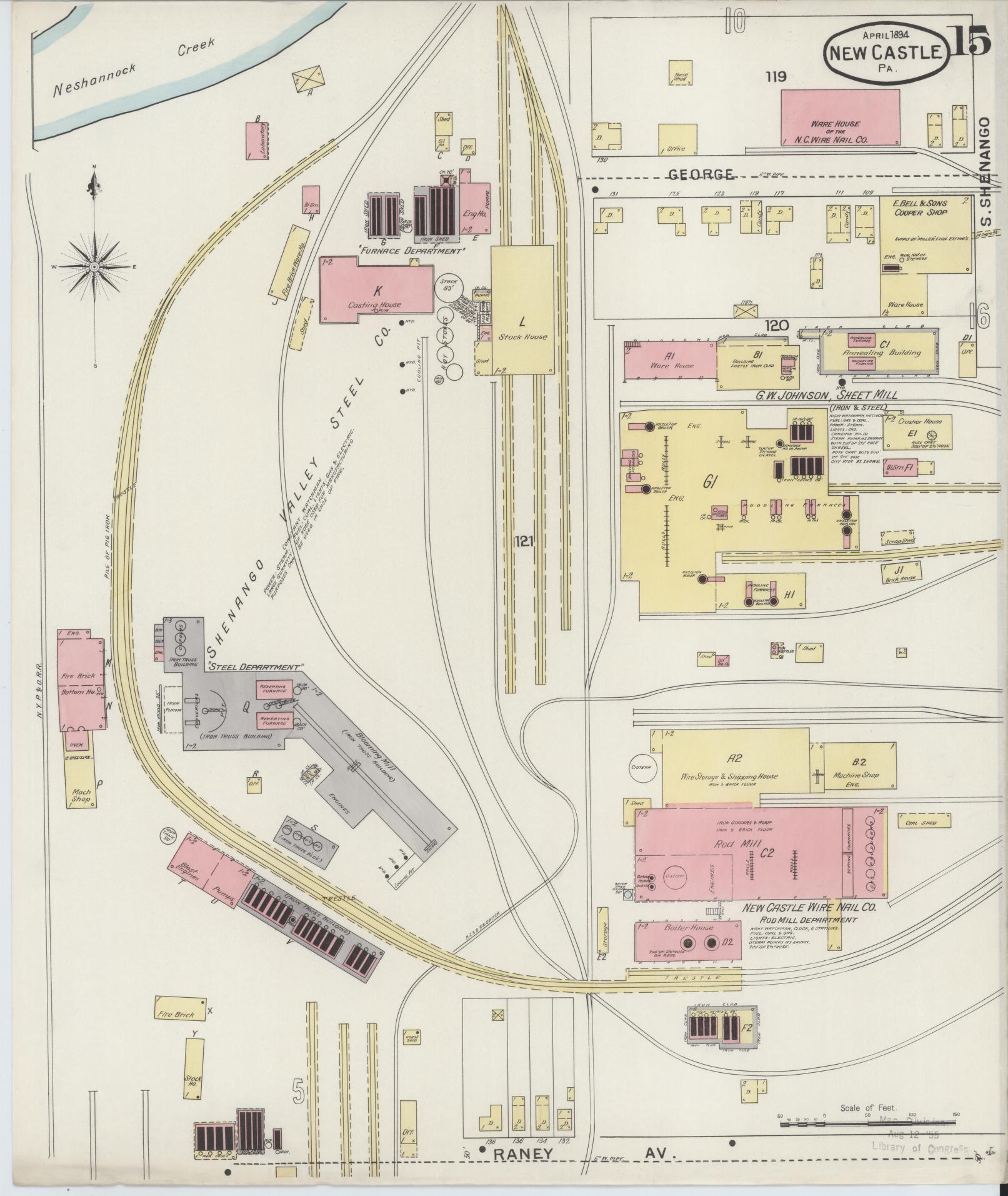 Sanborn Fire Insurance Map from New Castle, Lawrence County, Pennsylvania (1894), Sheet #0015 - Complete Map Set gallery image, historic Sanborn map, vintage wall art, Pennsylvania Pennsylvania