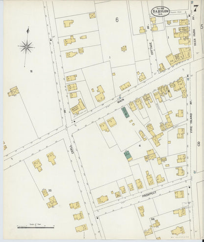 Sanborn Fire Insurance Map from Babylon, Suffolk County, New York (1902), Sheet #0007 - Complete Map Set gallery image, historic Sanborn map, vintage wall art, New York New York