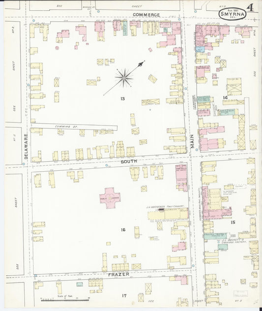 Sanborn Fire Insurance Map from Smyrna, Kent County, Delaware (1891), Sheet #0004 - Historic Sanborn Fire Insurance Map Print, vintage old map wall art, antique decor, genealogy gift, Delaware Delaware map