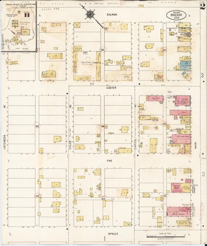 Sanborn Fire Insurance Map from Mackay, Custer County, Idaho (1931), Sheet #0002 - Complete Map Set gallery image, historic Sanborn map, vintage wall art, Idaho Idaho
