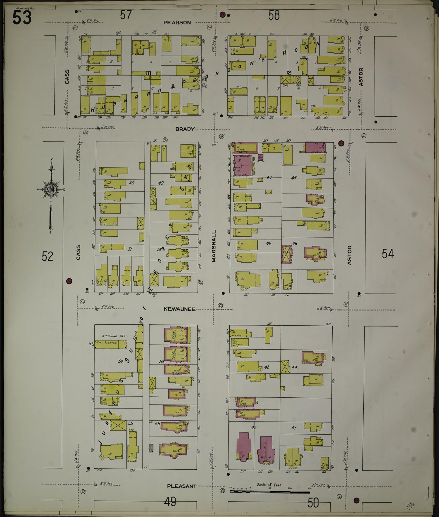 Sanborn Fire Insurance Map from Milwaukee, Milwaukee County, Wisconsin (1910), Sheet #0053 - Historic Sanborn Fire Insurance Map Print, vintage old map wall art, antique decor, genealogy gift, Wisconsin Wisconsin map