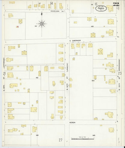 Sanborn Fire Insurance Map from Paris, Lamar County, Texas (1908), Sheet #0022 - Complete Map Set gallery image, historic Sanborn map, vintage wall art, Texas Texas