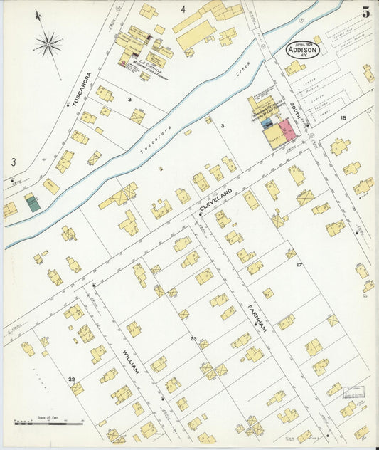 Sanborn Fire Insurance Map from Addison, Steuben County, New York (1909), Sheet #0005 - Historic Sanborn Fire Insurance Map Print, vintage old map wall art, antique decor, genealogy gift, New York New York map