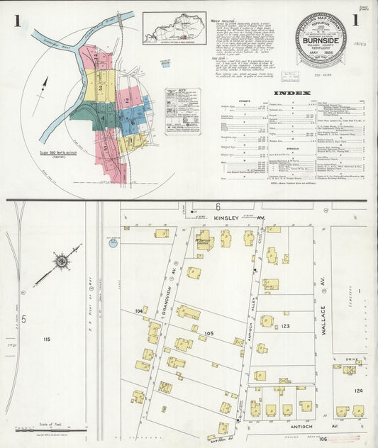 Sanborn Fire Insurance Map from Burnside, Pulaski County, Kentucky (1926), Sheet #0001 - Complete Map Set gallery image, historic Sanborn map, vintage wall art, Kentucky Kentucky